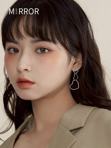 小麋人925個性ins風愛心純銀耳釘耳環女耳飾新款潮小眾設計網紅潮