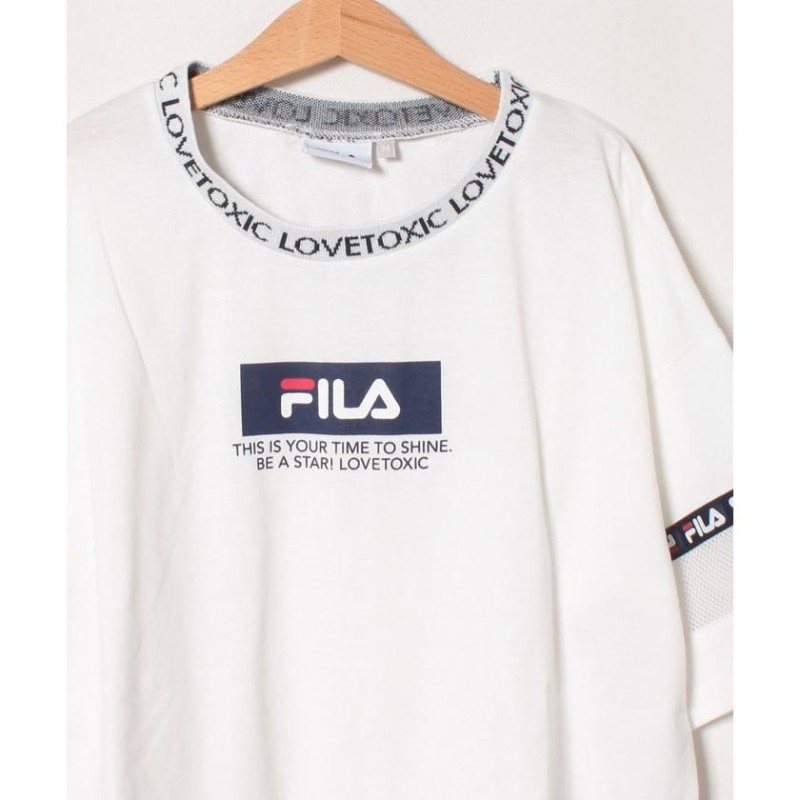 ラブトキシック】【FILAコラボ】 衿リブロゴ袖メッシュ切替Tシャツ