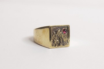 烏岩角的日出 純銀/黃銅手工戒指 石榴石