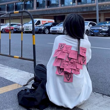 便利貼衛衣女設計感小眾春秋薄款寬松ins潮炸街圓領套頭長袖上衣