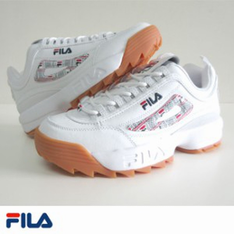 Fila フィラ スニーカー シューズ 靴 ハイテク フットウェア フットウエア ミドルカット 厚底 ゴム底 モノグラム 白 ディスラ 通販 Lineポイント最大1 0 Get Lineショッピング