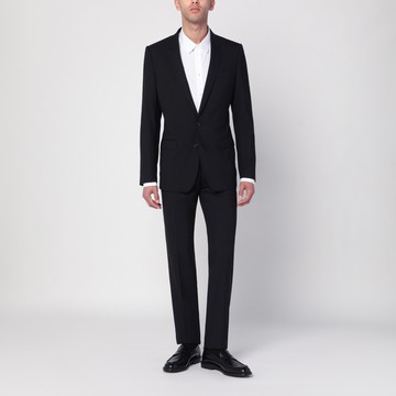 Black single-breasted virgin wool suit