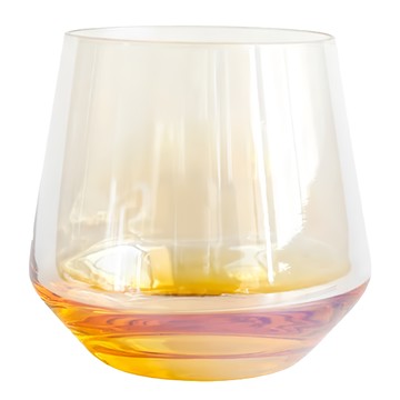 Homely Zakka 創意炫彩玻璃杯 酒杯/果汁杯 360ml 無鉛玻璃  炫彩黃  1個