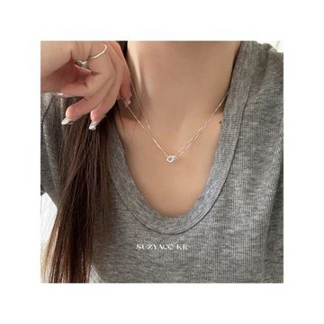 suzyacc kr極簡風圓環雙層純銀項鏈女款2025新款小眾百搭鎖骨鏈
