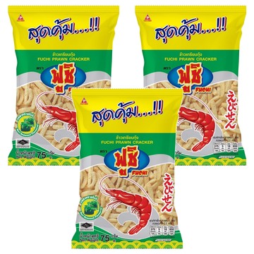 Fuchi 蝦味餅乾 海苔味 酥脆口感 獨立包裝 休閒零食  3包  75g