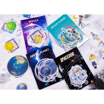 新款現貨特價售完無補航天文化太空狗系列卡通貼紙4款45枚入手帳裝飾素材
