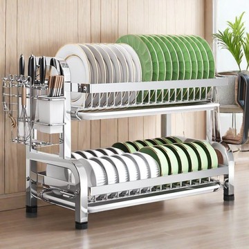 廚房不鏽鋼碗碟架瀝水架檯面刀架砧板架多功能多層碗盤筷收納架