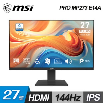 【MSI 微星】PRO MP273 E14A 27型 144Hz IPS 美型螢幕