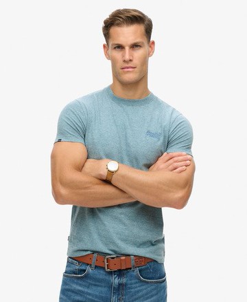 Superdry Men's Men's Organic Cotton Essential Logo T-Shirt Blue / Desert Sky Blue Grit - Size: S