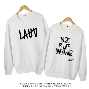 Lauv六公主衣服英文字母印花男女寬松音樂周邊衣服圓領套頭衛衣