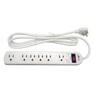 Mayka 明家 3孔1開6插延長線 過載自動斷電 耐高溫防火材質  1.8m  白色  1條