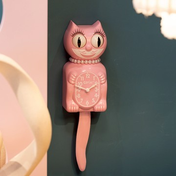 美國製 Kit Cat Klock 搖擺貓咪時鐘 淑女粉紅貓