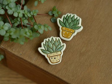 陶土植物別針胸飾