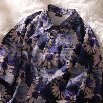 美式復古油畫風雛菊短袖襯衫2026新款女夏季高級感寬松情侶襯衣潮