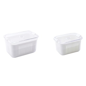 EDISH 雙層瀝水冰箱保鮮盒 大+小 1組 冰箱收納保鮮必備  2個