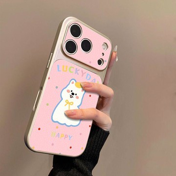 波點小狗粉圖案適用蘋果17手機殼小羊皮蘋果16保護套15新14外殼13