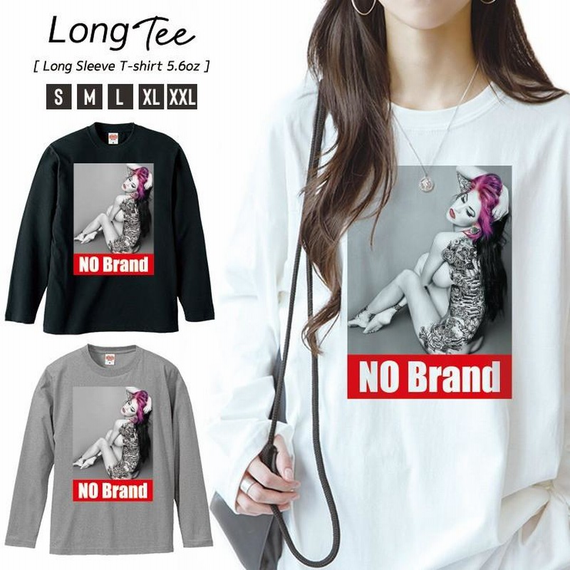 Tシャツ レディース ロンT 長袖 カットソー NO BRAND Tattoo girls 