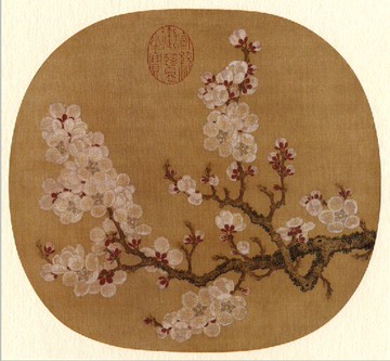 仿古畫名畫復制品趙昌杏花圖40-37厘米中國畫古代花鳥畫團扇字畫