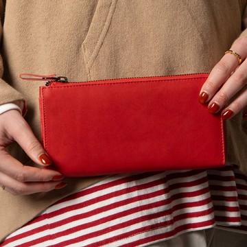 嘖嘖人氣商品 TIDY植鞣長夾 大容量 系統收納 熱情紅