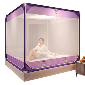 新款加粗支架防摔蚊帳嬰兒防止掉床全包底坐床拉鏈家用蒙古包三門