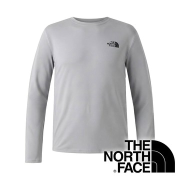 【THE NORTH FACE 美國】男圓領排汗快乾長袖上衣『積雲灰』NF0A83UD 戶外 出國 旅遊 吸濕排汗 長袖 上衣