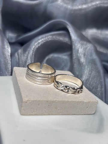 雙扭轉純銀戒指