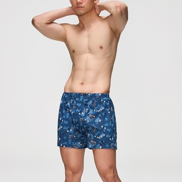 DADADO-騎遊台灣 4L印花四角男內褲(深藍) 天然絲光棉-吸濕排汗-GHQ426DB