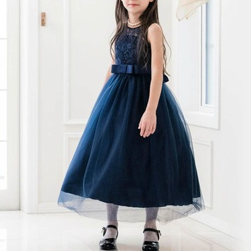 日本 Catherine Cottage - 浪漫蕾絲薄紗長洋裝/小禮服-海軍藍