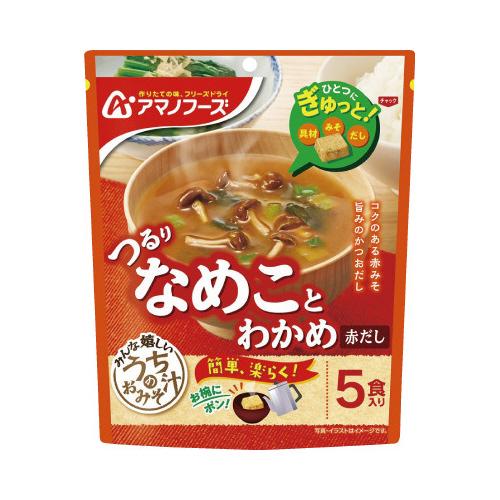 アマノフーズ うちのおみそ汁なめことわかめ赤だし　５食入×６