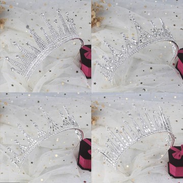 高端大氣新娘皇冠水鉆結婚發飾十八歲生日王冠韓式女王森系頭飾品