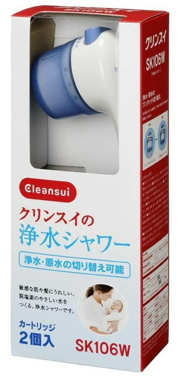 Cleansui 【日本代購】浴室 沐浴 除氯蓮蓬頭 日本製 內附濾芯2入sk106 W