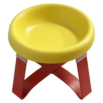 毛皇上 撞色飛碟陶瓷碗  黃色 + 紅色  1組