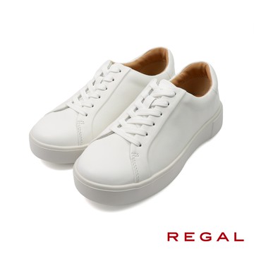 【REGAL】日本品牌舒適透氣緩衝綁帶休閒鞋 白色(BF01-WT)