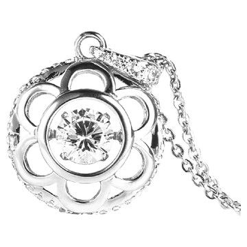 Crossfor 日本進口主鑽 Dancing Stone 純銀懸浮閃動項鍊  繁花絮語 銀色  主鑽0.4cm + 鍊長40 + 5cm延長鍊