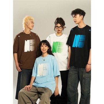 NSTNEW START潮牌字母印花圓領短袖t恤男夏季寬松休閑情侶上衣女