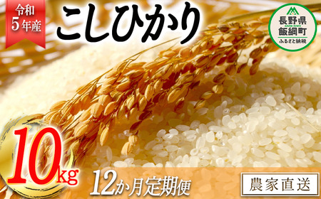 米 こしひかり 精米 10kg × 12回 令和5年産 かざまファーマー 沖縄県への配送不可 2023年10月上旬頃から順次発送予定 コシヒカリ 白米 精米 お米 信州 234000円 予約 農家直送 長野県 飯綱町 [1163]