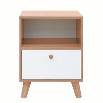 E-home Breeze微風系上開下抽收納實木腳邊櫃  原木色  1件