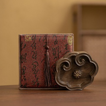 『百貨屋二號』黑檀木如意香插香托復古胡桃木線香座家用桌面香器茶道配件禮盒裝