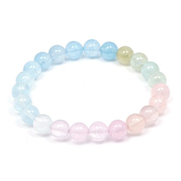【正佳珠寶】摩根石 頂級冰質彩虹 7.8-8.2mm 彩虹摩根石手珠