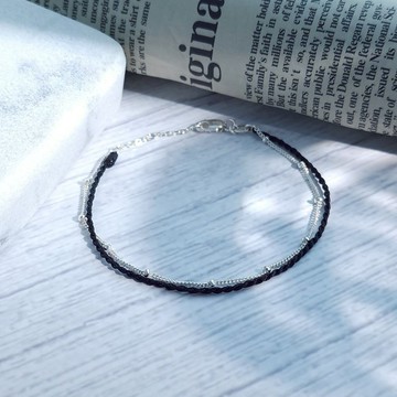 【Giumka】雙層蠟繩．純銀手鍊．簡約