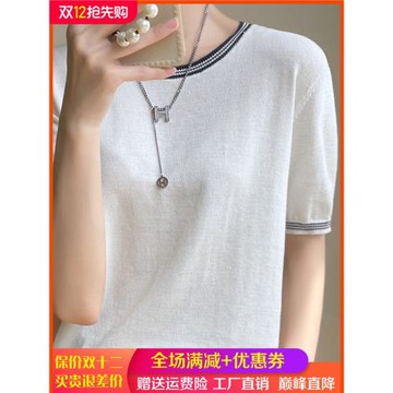 夏季100%純棉短袖女新款圓領鏤空T恤寬松百搭針織衫棉麻半袖上衣