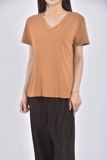 (M) runxi r runxiV領橘棕色短袖上衣