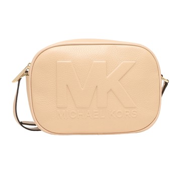 MICHAEL KORS - 立體LOGO皮革斜背包 (淺卡其)