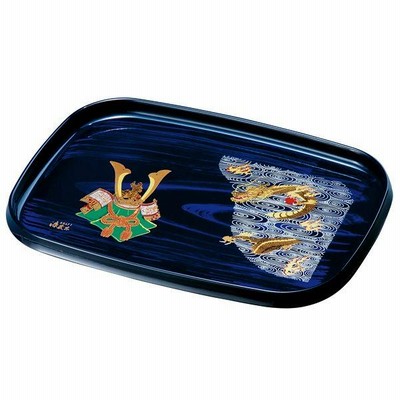みよし漆器本舗 紀州塗り 尺２寸 長手盆 青杢目 雲龍兜 お盆 トレー トレイ おぼん 日本製 国産