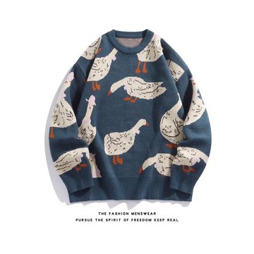 胖子大碼圓領毛衣男ins潮牌百搭寬松線衣日系復古情侶打底針織衫