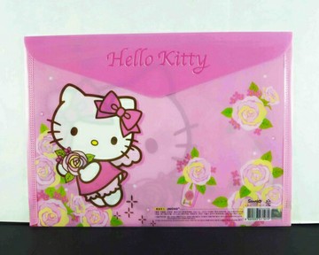 【震撼精品百貨】Hello Kitty 凱蒂貓~文件袋附扣-粉玫瑰