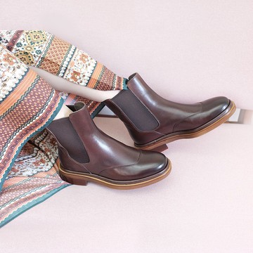 西倫敦女孩! 筆直切爾西靴 咖 真皮靴 【Major Pleasure】-焦琥珀