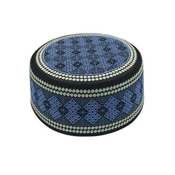 男士沙特回族平頂圓邊繡花禮拜帽