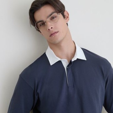 GIORDANO 男裝彈力萊卡短袖POLO衫 New Preppy系列 - 26 標誌海軍藍