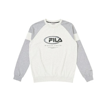 FILA 中性 長袖 圓領 衣服 上衣 T恤 麻灰 1TEZ-5461-MY